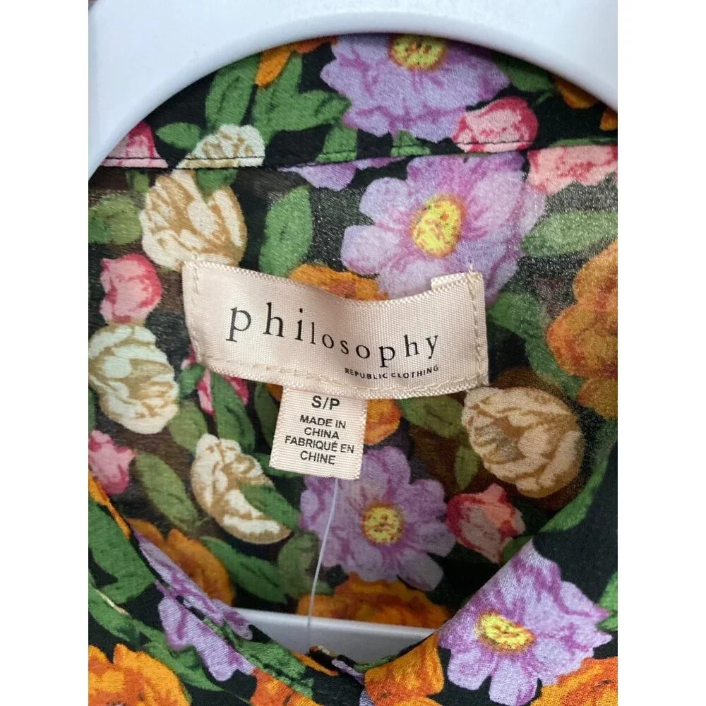 Philosophy Women's Button Up Long Sleeve Floral Blouse - Picture 3 of 10